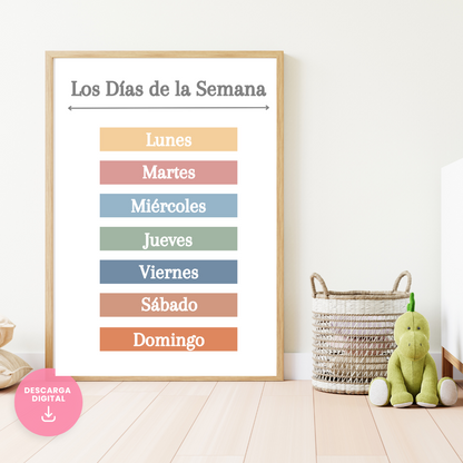 Póster Montessori días de la semana