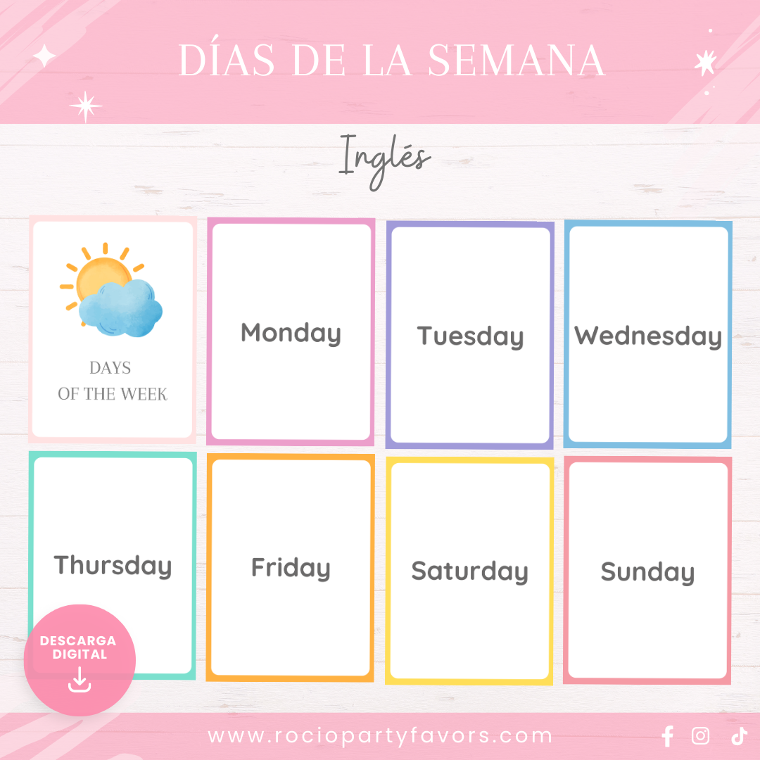 Bundle Flashcards + memorama días de la semana