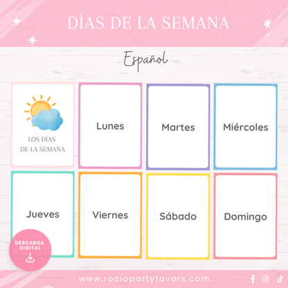 Bundle Flashcards + memorama días de la semana