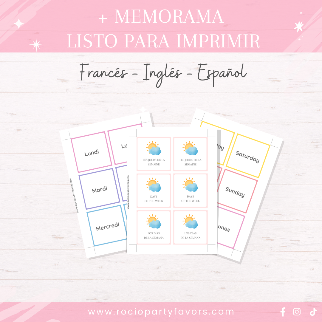 Bundle Flashcards + memorama días de la semana