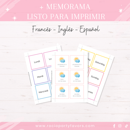 Bundle Flashcards + memorama días de la semana