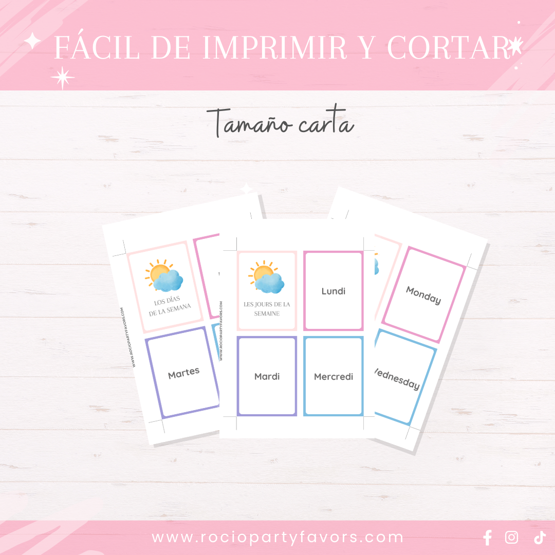 Bundle Flashcards + memorama días de la semana