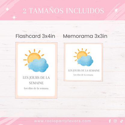 Bundle Flashcards + memorama días de la semana